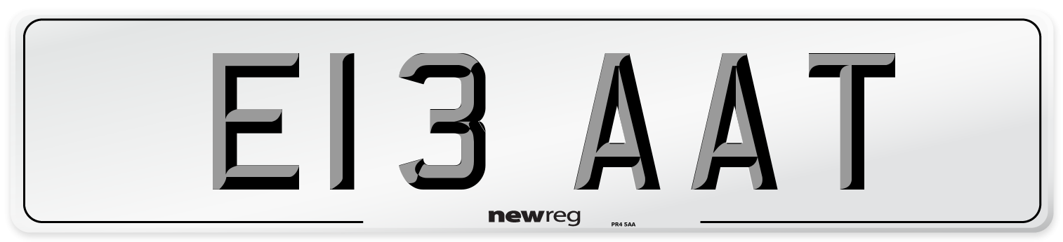 E13 AAT Number Plate from New Reg